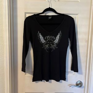 Sledge, rhinestone embellished T-shirt. Size medium